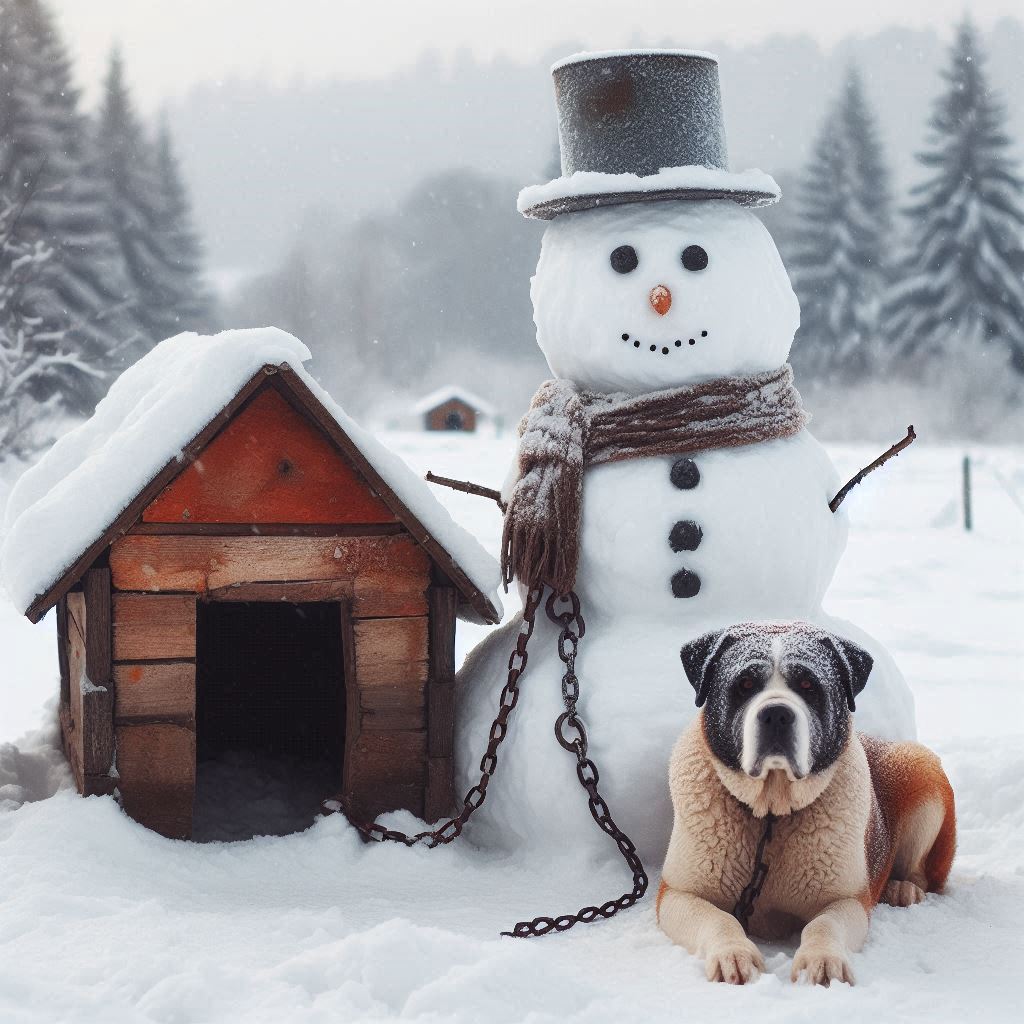 Schneemann Mit Hund